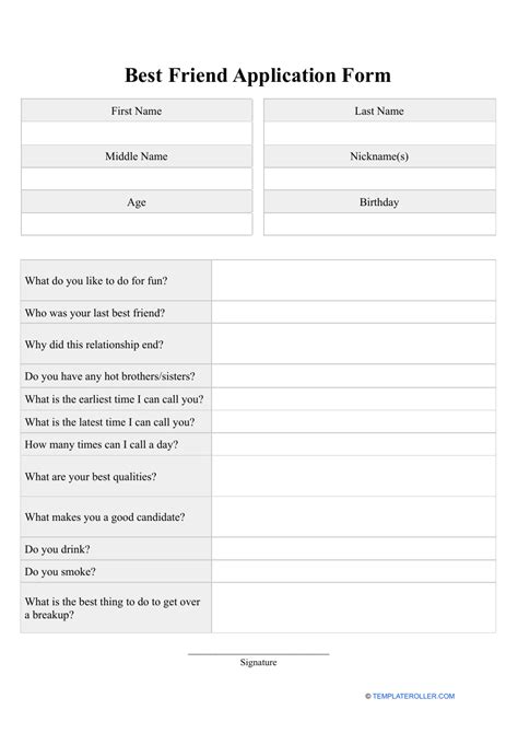 girl best friend application form|FREE Printable and Editable Best Friend Application